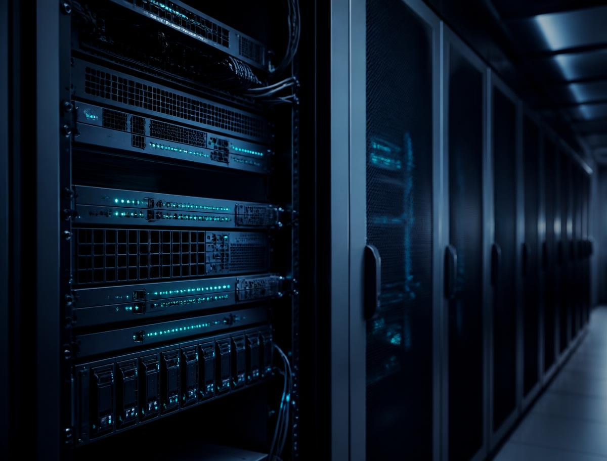 Server hardware powering business website hosting